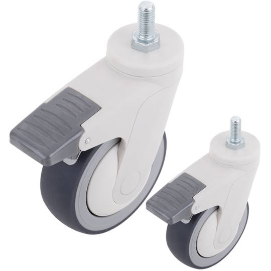 PU ABS Lenkrollen für medizinisches Bett, Einweg Bremse und Gewindebefestigung, 100x32x135mm, 2er-Pack