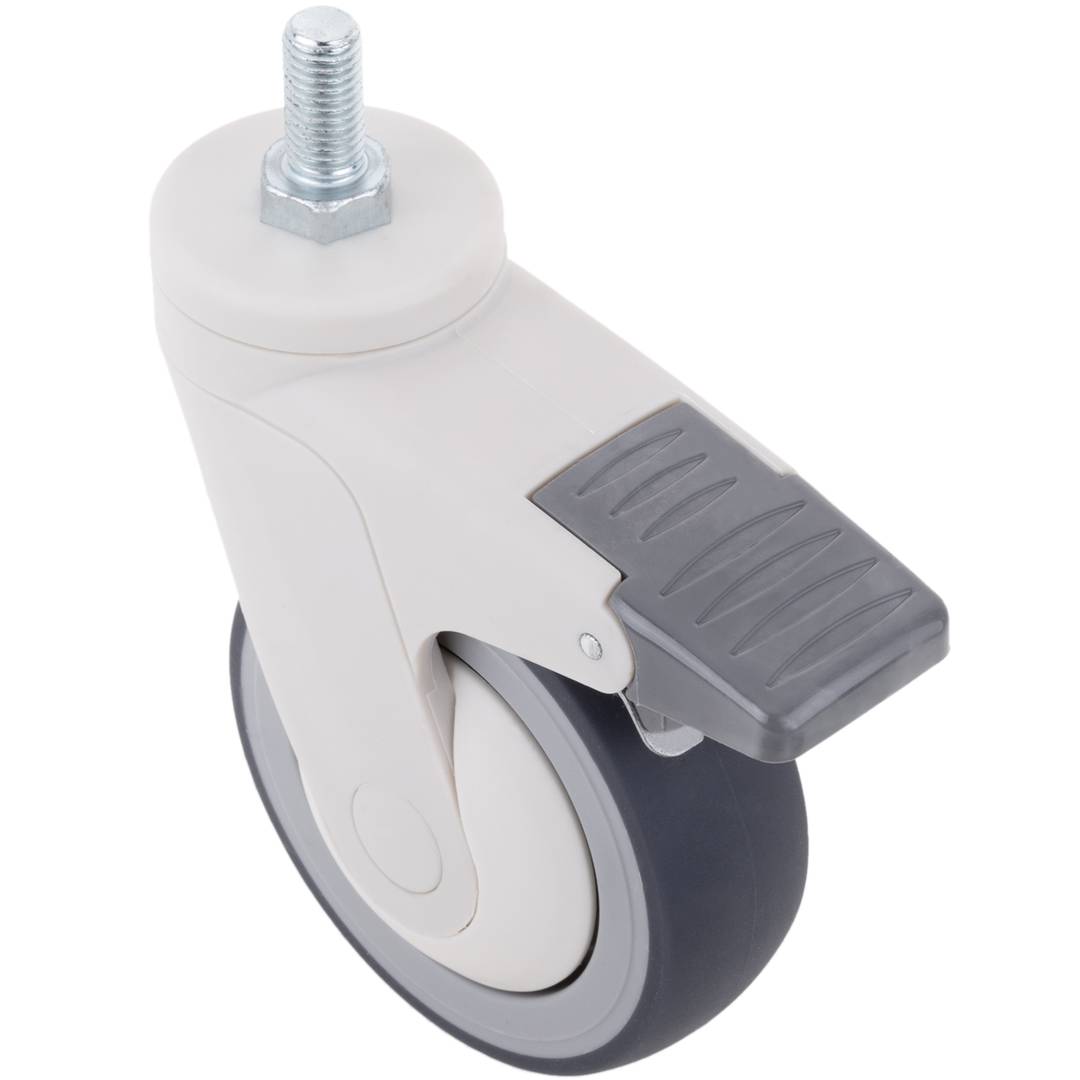 PU ABS Lenkrollen für medizinisches Bett, Einweg Bremse und Gewindebefestigung, 100x32x135mm, 2er-Pack