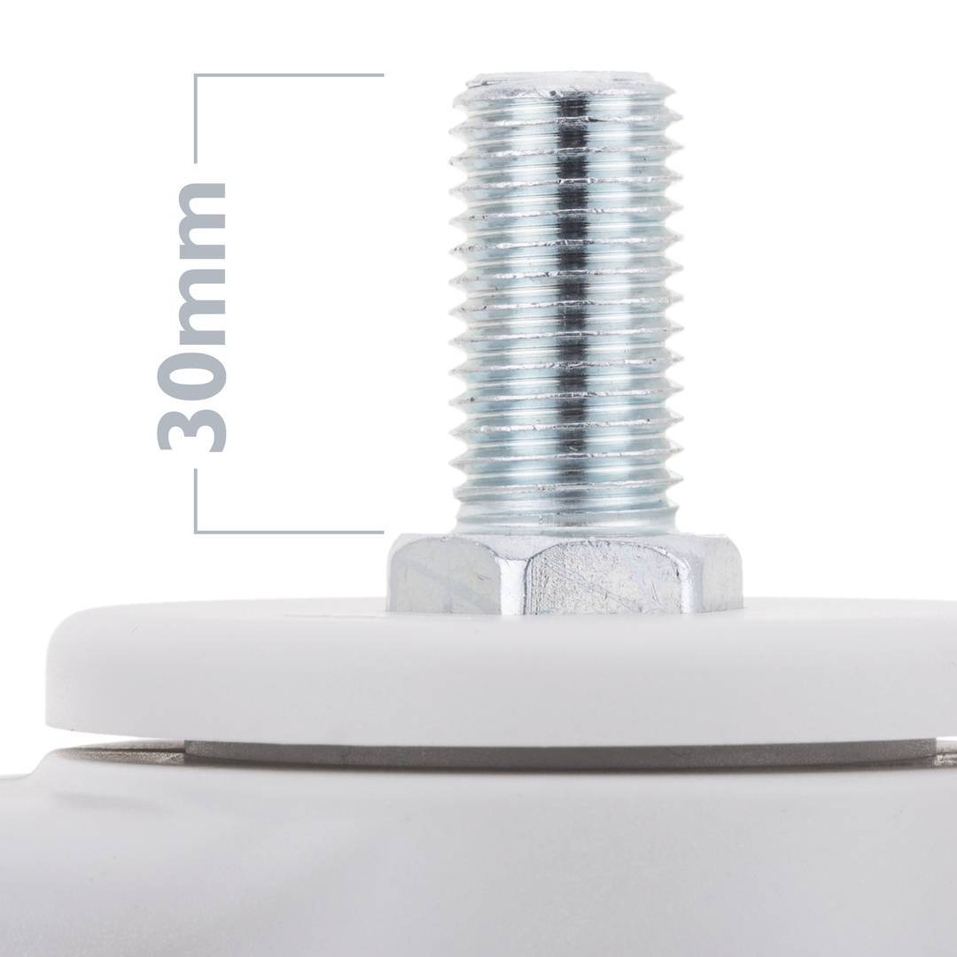 Roulettes pivotantes PU&ABS pour lit médicalisé, frein unidirectionnel et fixation à filetage, 125x32x158mm 2-pack