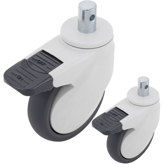 Rodes pivotants per a llit mèdic, fre unidireccional i subjecció tipus planç buit, 125x32x165mm 2-pack