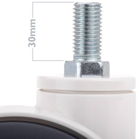Rodes pivotants dobles de PU i ABS per a llit mèdic, fre unidireccional i subjecció tipus rosca, 125x78x145mm 2-pack