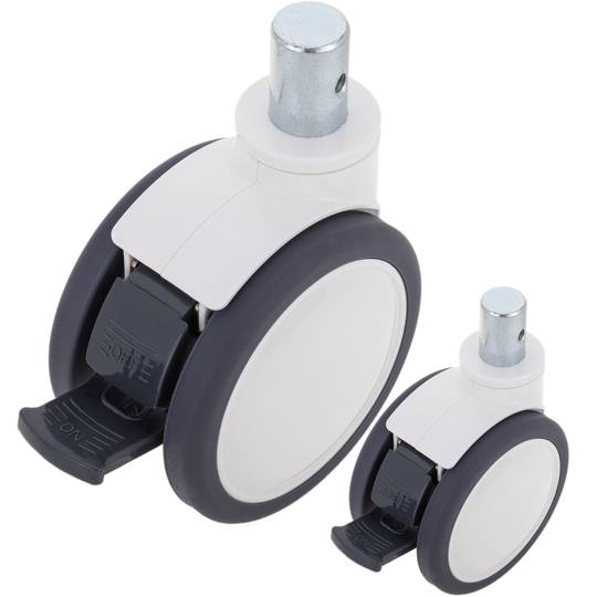 PU/ABS-Doppellenkrollen für medizinisches Bett, Einwegbremse und Hohlschaft-Klemmung, 125 x78 x 145 mm, 2er-Pack