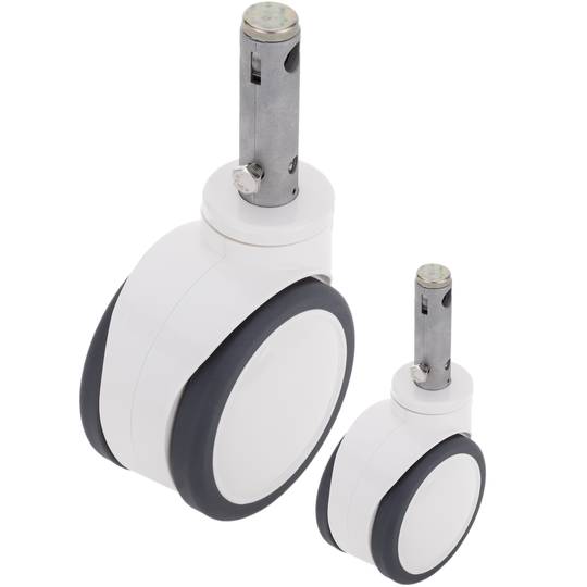 PU&ABS dubbele zwenkwielen voor medisch bed, holle steel Type klemming 28x96,8 mm, 125x76x152 mm 2 stuks