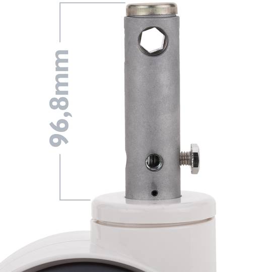 PU&ABS dubbele zwenkwielen voor medisch bed, holle steel Type klemming 28x96,8 mm, 125x76x152 mm 2 stuks