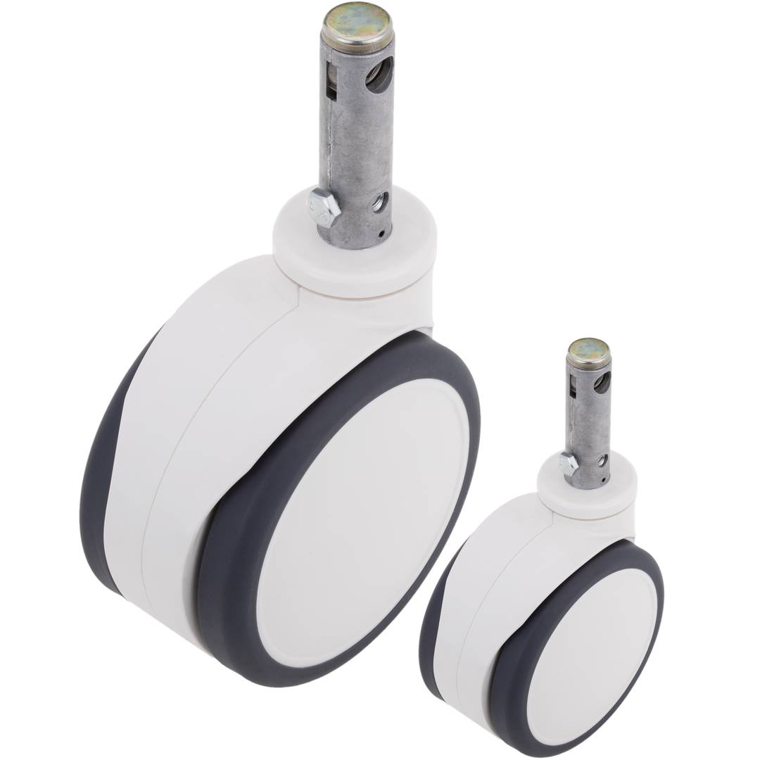 Rodes dobles pivotants de control central per a llit mèdic, subjecció tipus planç buit de 28x96,8mm, 150x85x180mm 2-pack