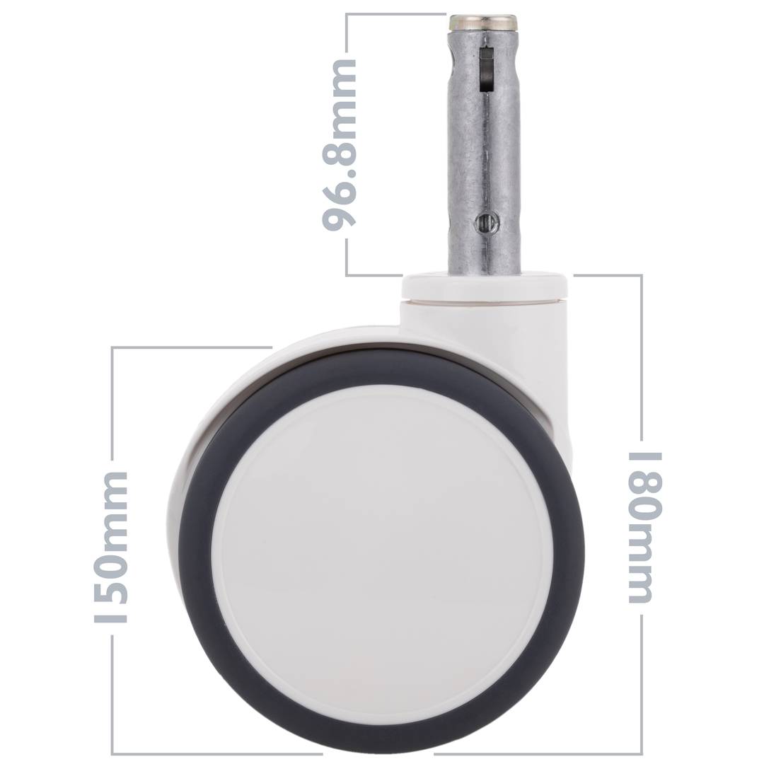 Rodes dobles pivotants de control central per a llit mèdic, subjecció tipus planç buit de 28x96,8mm, 150x85x180mm 2-pack