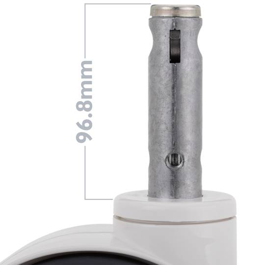 Rodes dobles pivotants de control central per a llit mèdic, subjecció tipus planç buit de 28x96,8mm, 150x85x180mm 2-pack