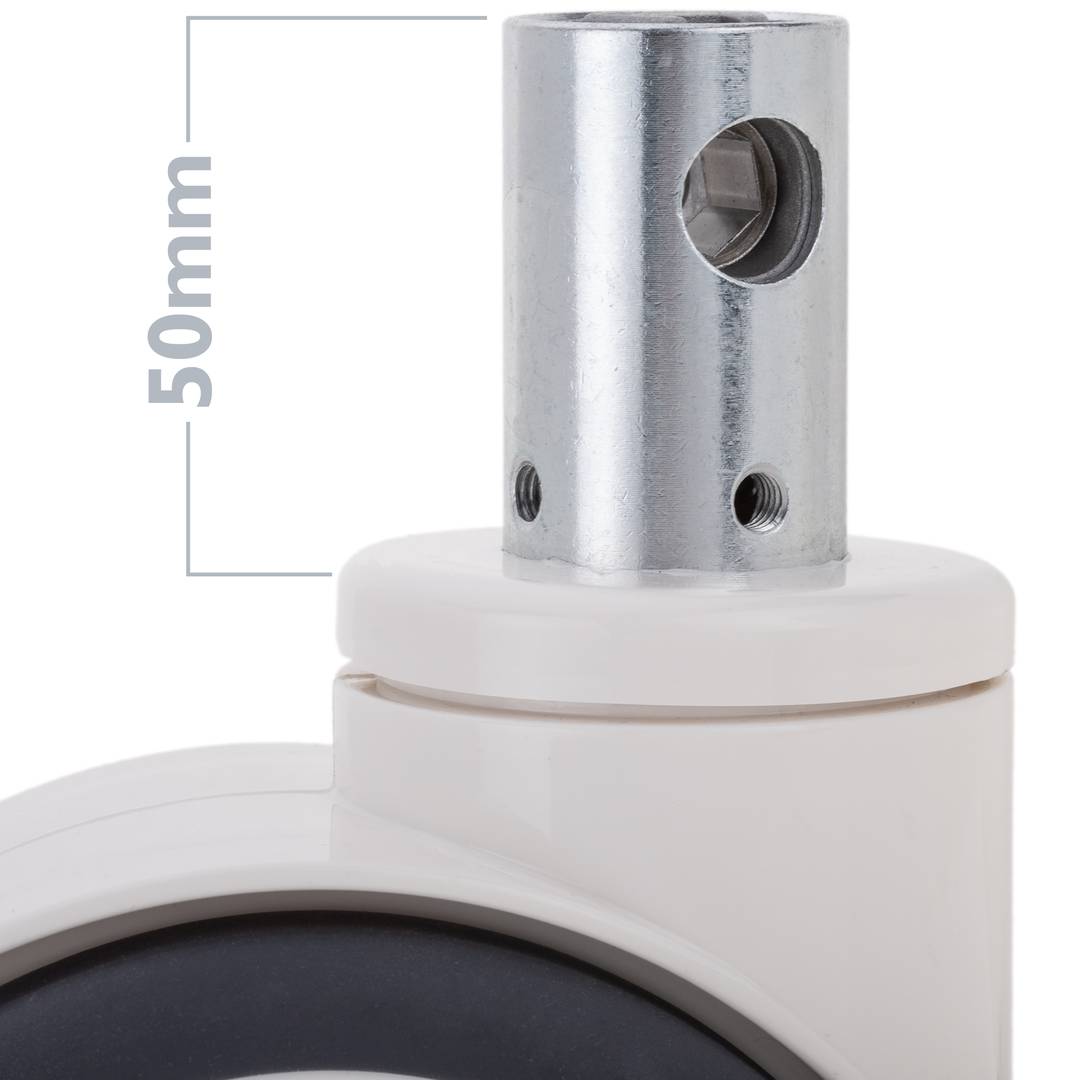Rodes pivotants dobles de control central PU i ABS per a llit mèdic, subjecció tipus planç buit 32x50mm, 125x76x152mm 2pack