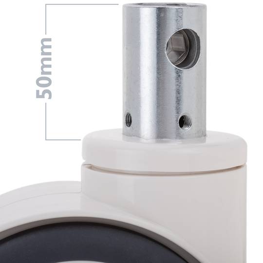 Rodes pivotants dobles de control central PU i ABS per a llit mèdic, subjecció tipus planç buit 32x50mm, 125x76x152mm 2pack