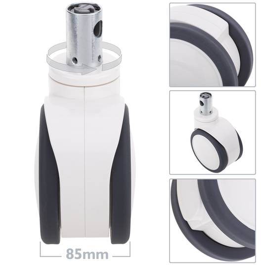 Drehbare Doppelrollen mit zentraler Steuerung für medizinisches Bett, Hohlschaft-Klemmung 32x50mm, 150x85x180mm 2er-Pack