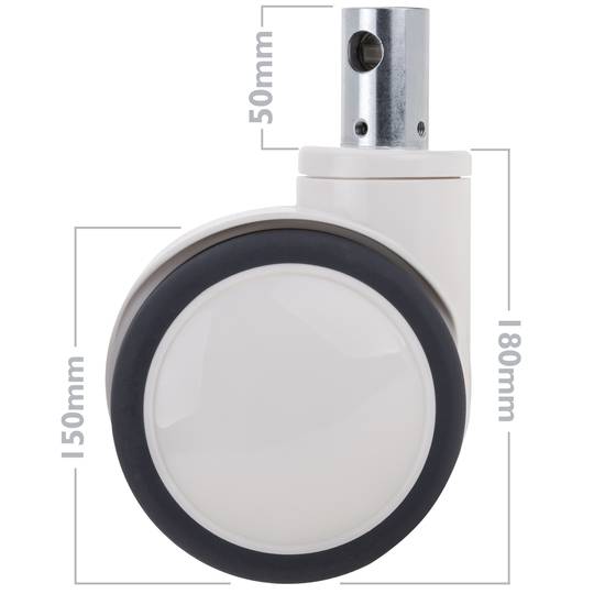 Drehbare Doppelrollen mit zentraler Steuerung für medizinisches Bett, Hohlschaft-Klemmung 32x50mm, 150x85x180mm 2er-Pack