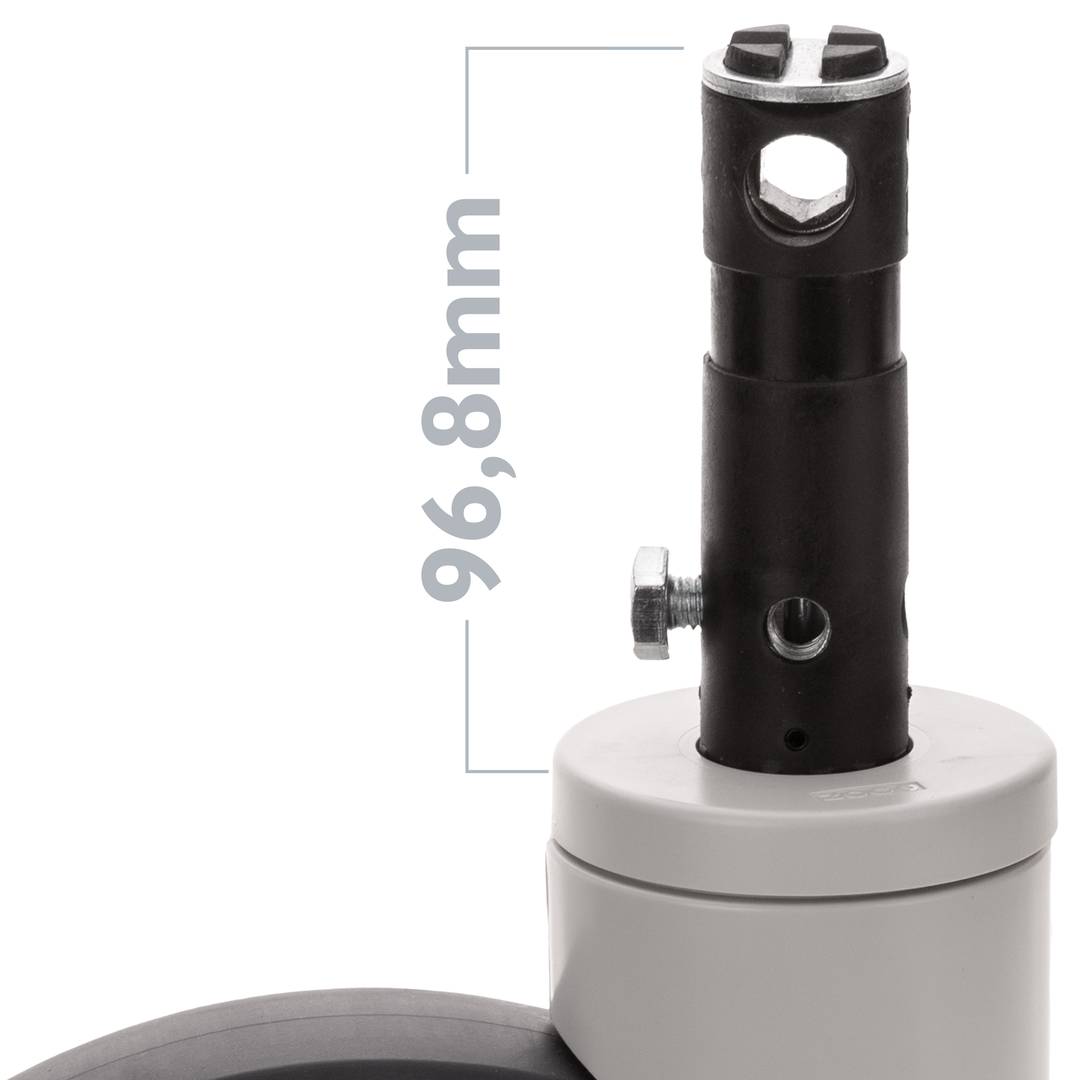 Roda de rodízio de controle central de cama médica de 2 funções Tipo de fixação de haste oca 28 * 96,8 mm 200 * 35 * 235,8 mm