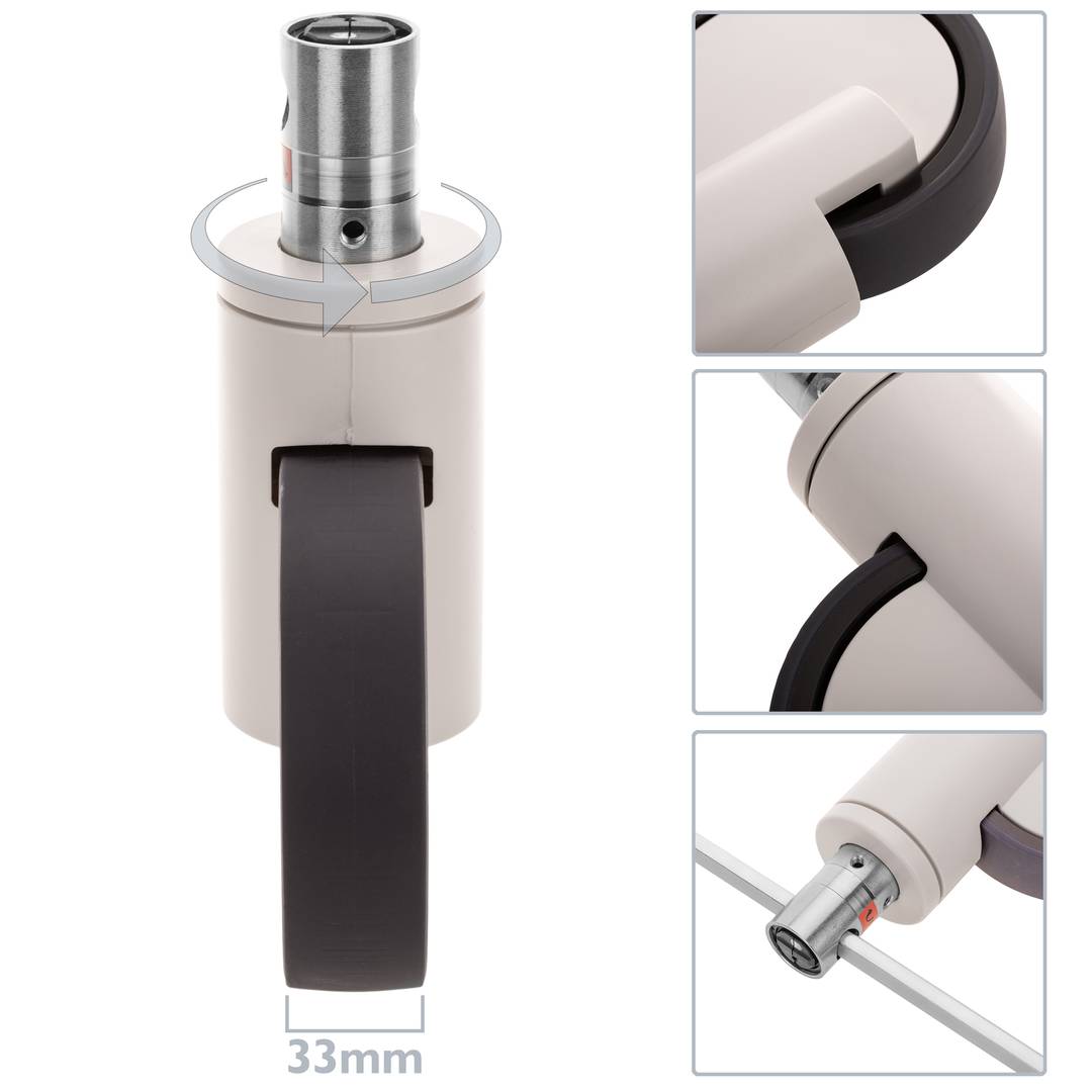 3-funkcyjne łóżko medyczne Sterowanie centralne Koło samonastawne Typ mocowania pręta drążonego 32x50mm 125x33x165,3mm