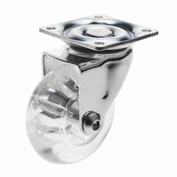 Roda pivotant industrial de poliuretà i PVC transparent sense fre 50 mm