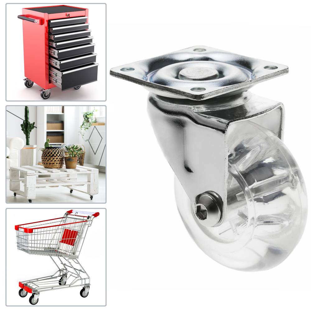 Roda pivotant industrial de poliuretà i PVC transparent sense fre 50 mm