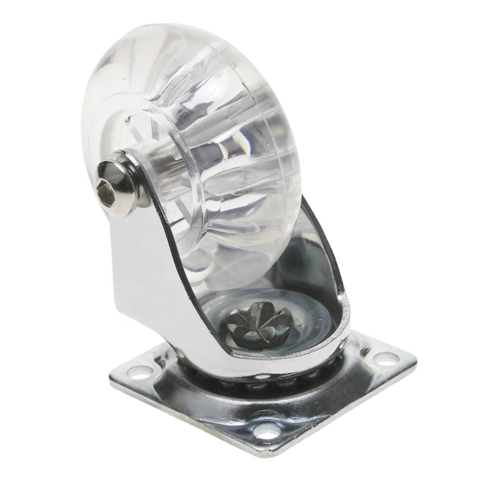 Roda pivotant industrial de poliuretà i PVC transparent sense fre 50 mm
