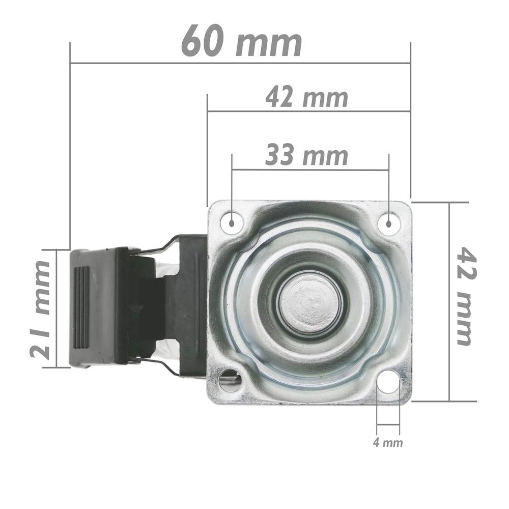Roda pivotant industrial de poliuretà i PVC transparent amb fre 50 mm
