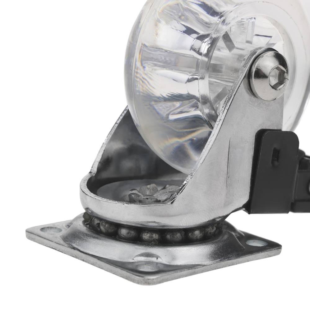 Roda pivotant industrial de poliuretà i PVC transparent amb fre 50 mm