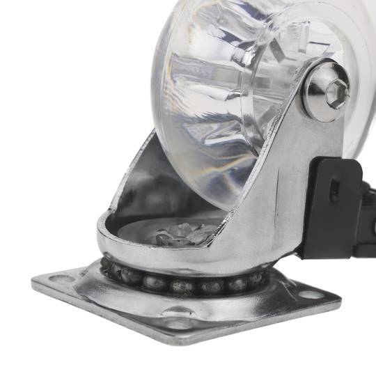 Industrial wheel swivel castor of polyurethane and PVC transparent with brake 50 mm