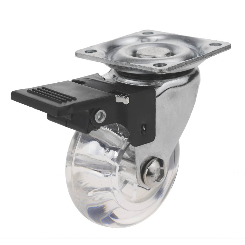 Roda pivotant industrial de poliuretà i PVC transparent amb fre 50 mm