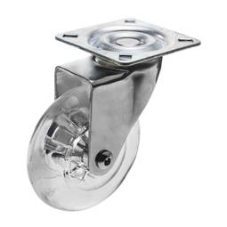 Roda pivotant industrial de poliuretà i PVC transparent sense fre 75 mm
