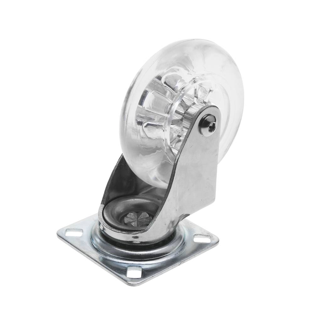 Roda pivotant industrial de poliuretà i PVC transparent sense fre 75 mm