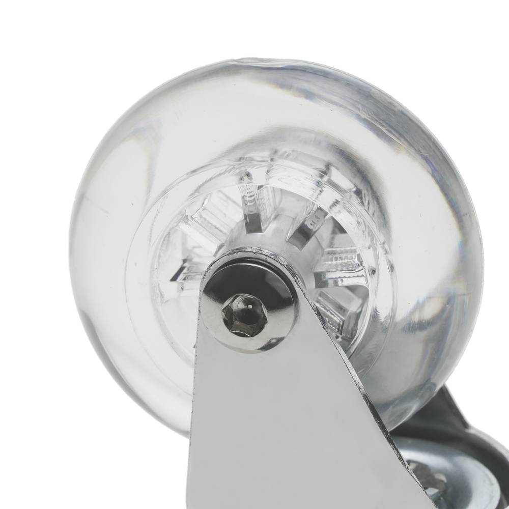 Rueda pivotante industrial de poliuretano y PVC transparente sin freno 75 mm