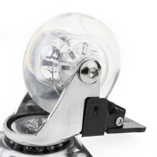 Industrial wheel swivel castor of polyurethane and PVC transparent with brake 75 mm