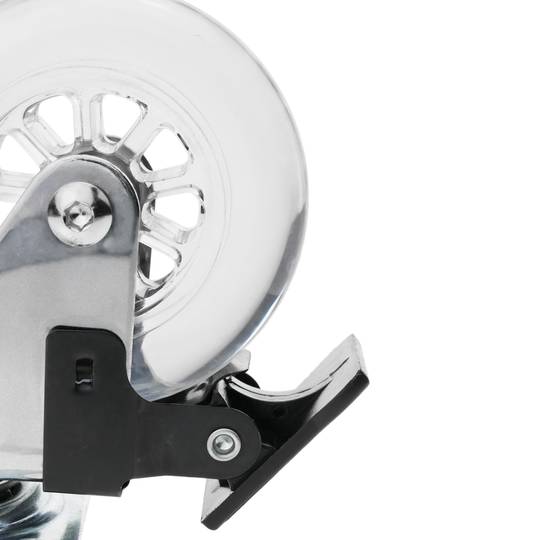 Industrial wheel swivel castor of polyurethane and PVC transparent with brake 75 mm