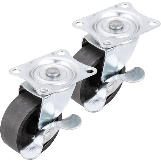 Industrial pivoting wheels in metal with brake 50mm 2 units - Cablematic