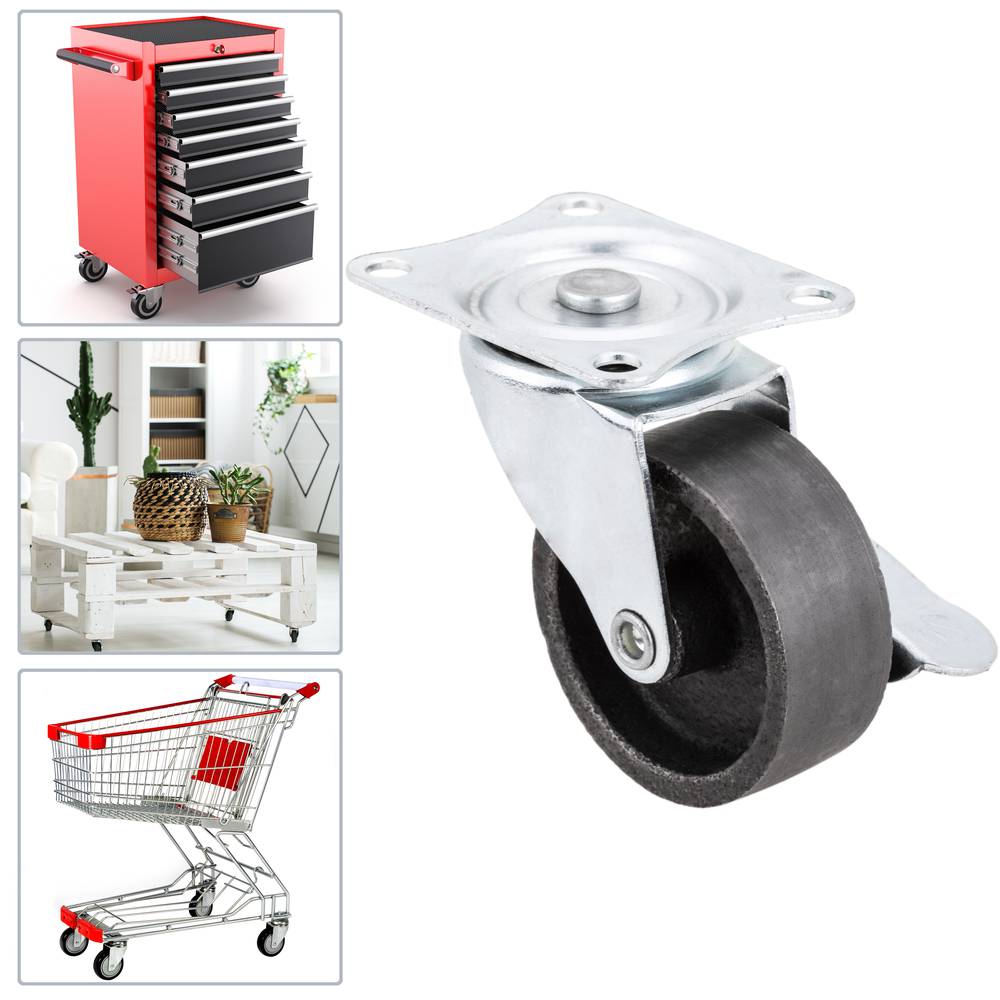 Rodes pivotants industrials de metall amb fre 50 mm 2 unitats