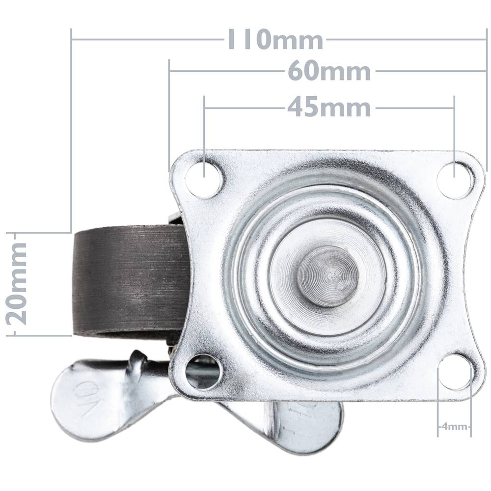 Ruote industriali pivottanti in metallo con freno 50 mm 2 pezzi