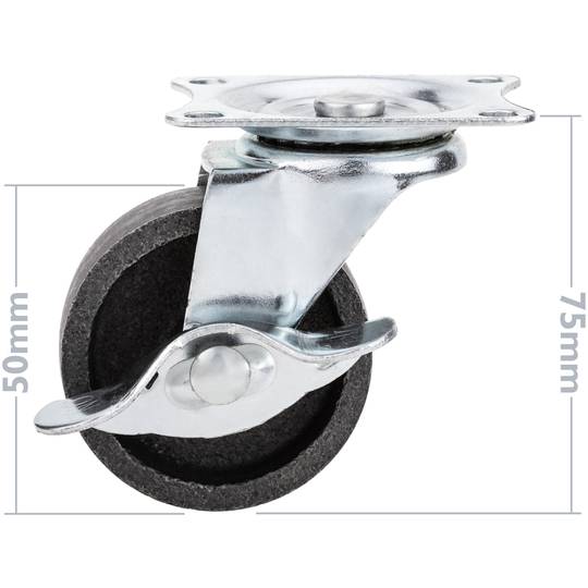 Rodes pivotants industrials de metall amb fre 50 mm 2 unitats