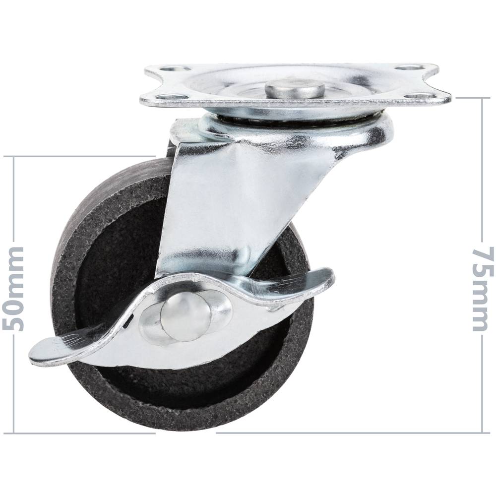 Roda pivotante industrial rodízio de metais com freio 50 mm
