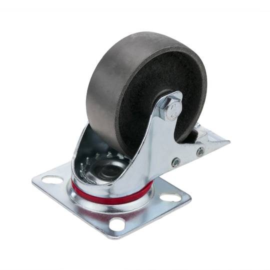 Roda pivotante industrial rodízio de metais sem freio 75 mm