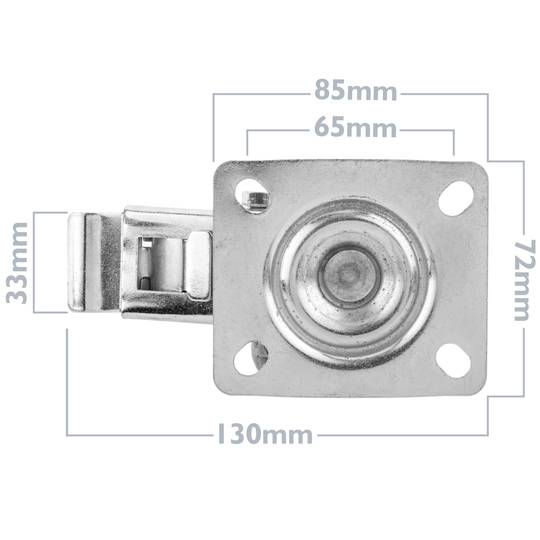 Przemysłowe metalowe koło skrętne z hamulcem 75 mm