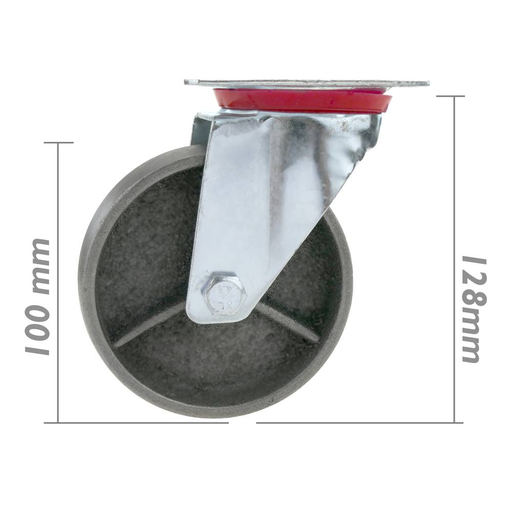 Rotelle pivotanti ruote industriale di metallo senza freno 100 mm
