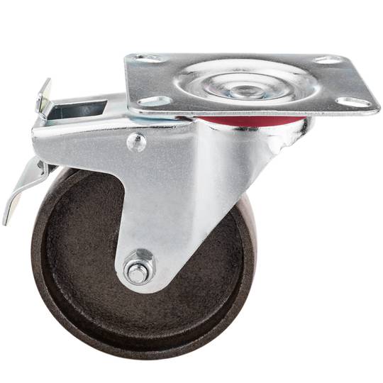 Industrieel metalen zwenkwiel met rem 100 mm