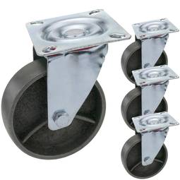 Industrial pivoting wheels in metal without brake 100mm 4 units