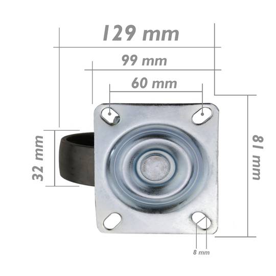 Roulettes industrielles de métal sans frein 100 mm 4 unités