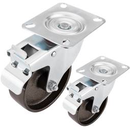 Industrial pivoting wheels in metal with brake 100mm 2 units