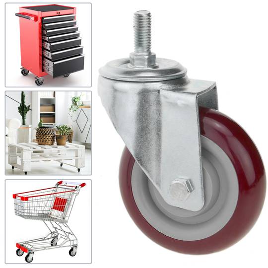 Industrial wheel swivel castor of PVC without brake 100 mm M12