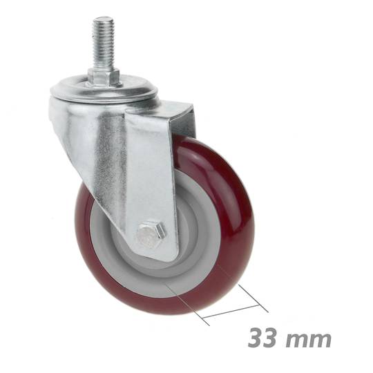 Industrial wheel swivel castor of PVC without brake 100 mm M12