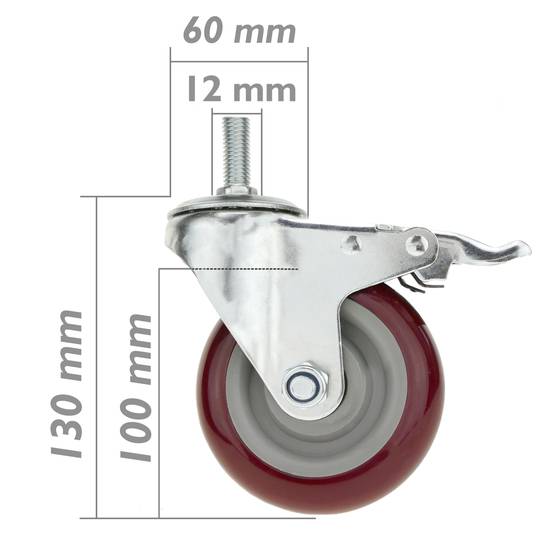 Rotelle pivotanti ruote industriale di PVC con freno 100 mm M12