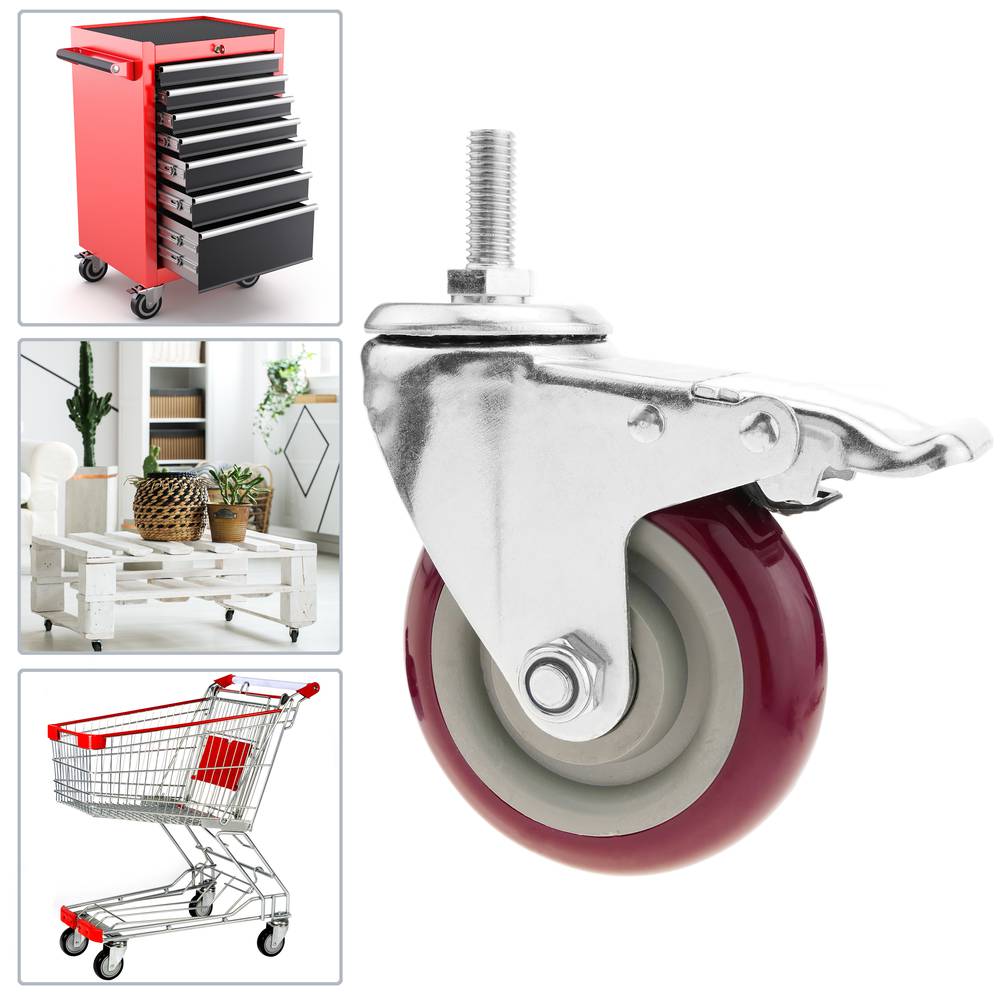 Roda pivotant industrial de PVC amb fre 100 mm M12 2 unitats