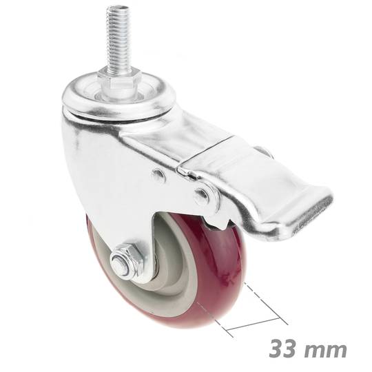 Roda pivotant industrial de PVC amb fre 100 mm M12 2 unitats