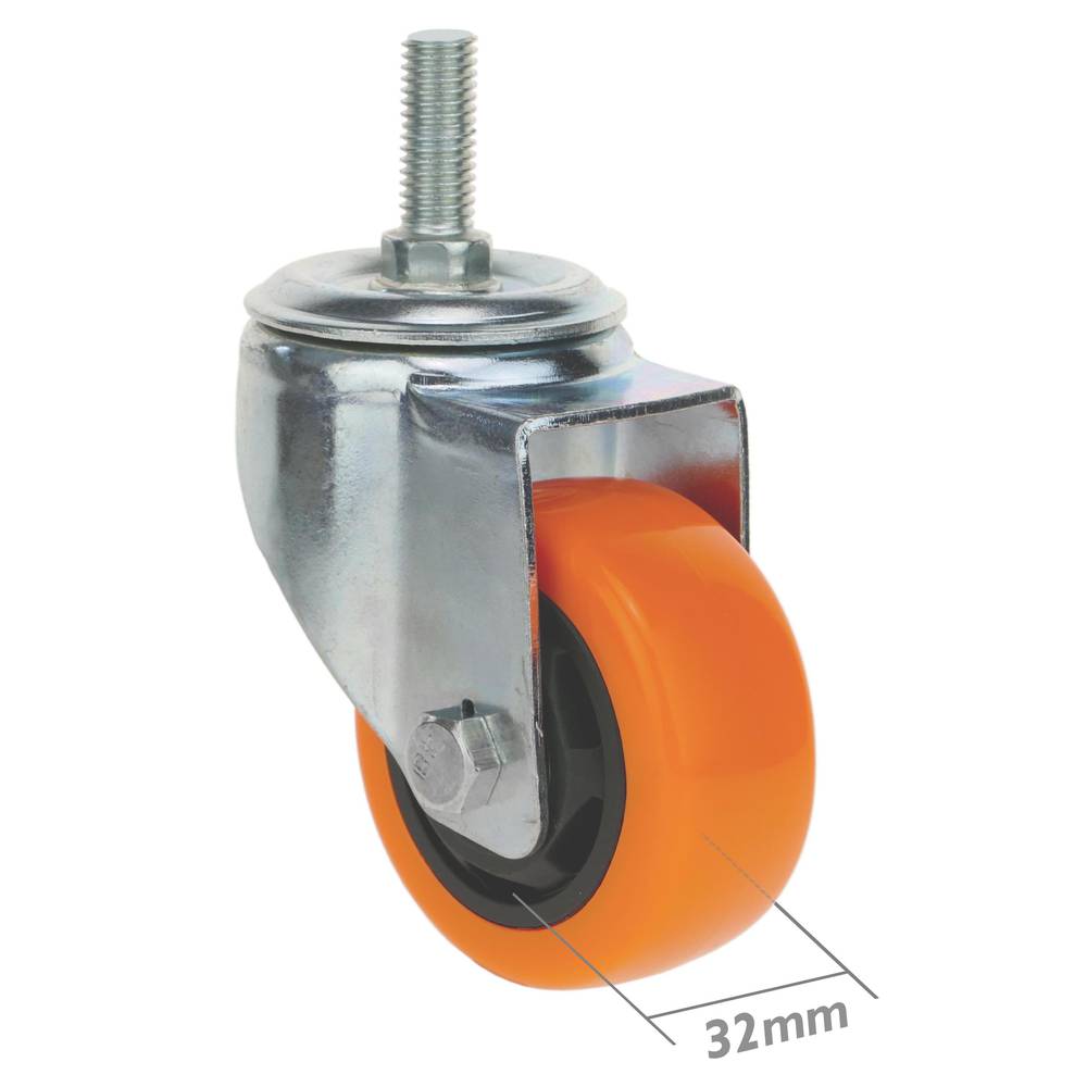 Roda pivotant industrial de poliuretà sense fre 75 mm M12