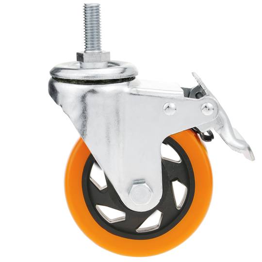 Roda pivotant industrial de poliuretà amb fre 75 mm M12