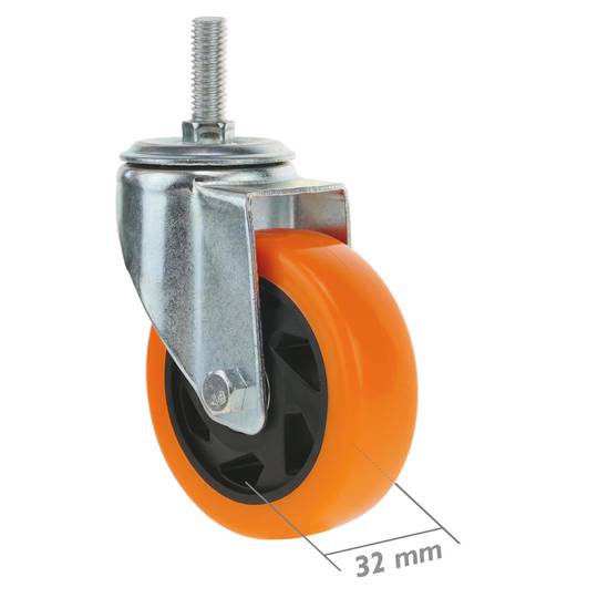 Industrieel zwenkwiel polyurethaan zonder rem 100 mm M12