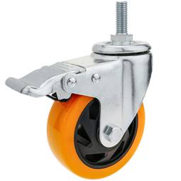 Roda pivotant industrial de poliuretà amb fre 100 mm M12